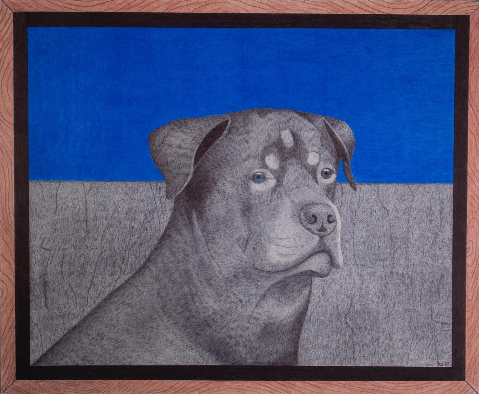 drawing of gray dog